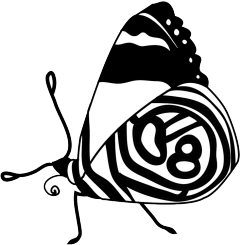black white clipart butterfly resting