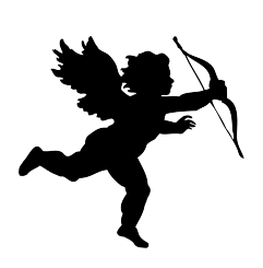 black silhouette of cupid