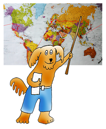 cartoon dog as geography teacher