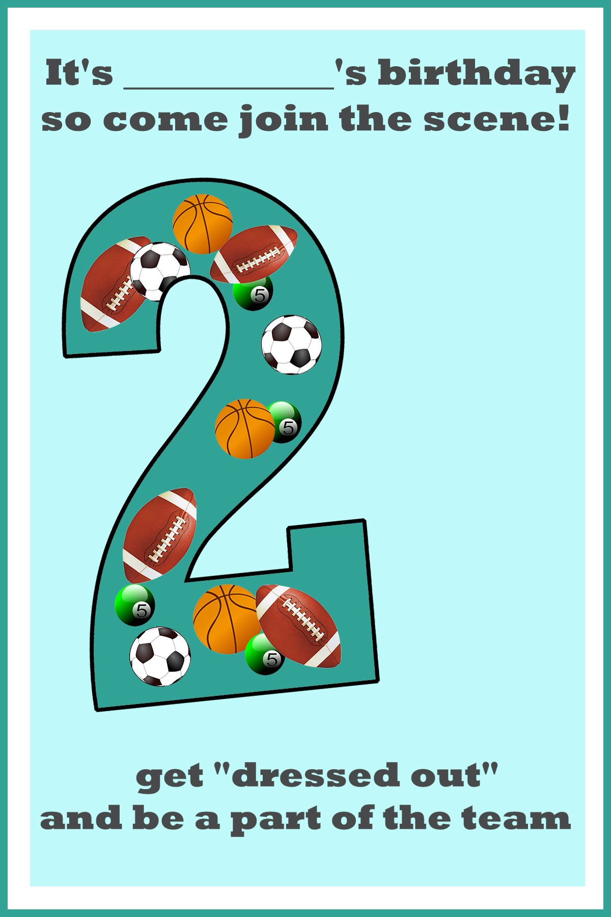 Ball theme birthday invitation