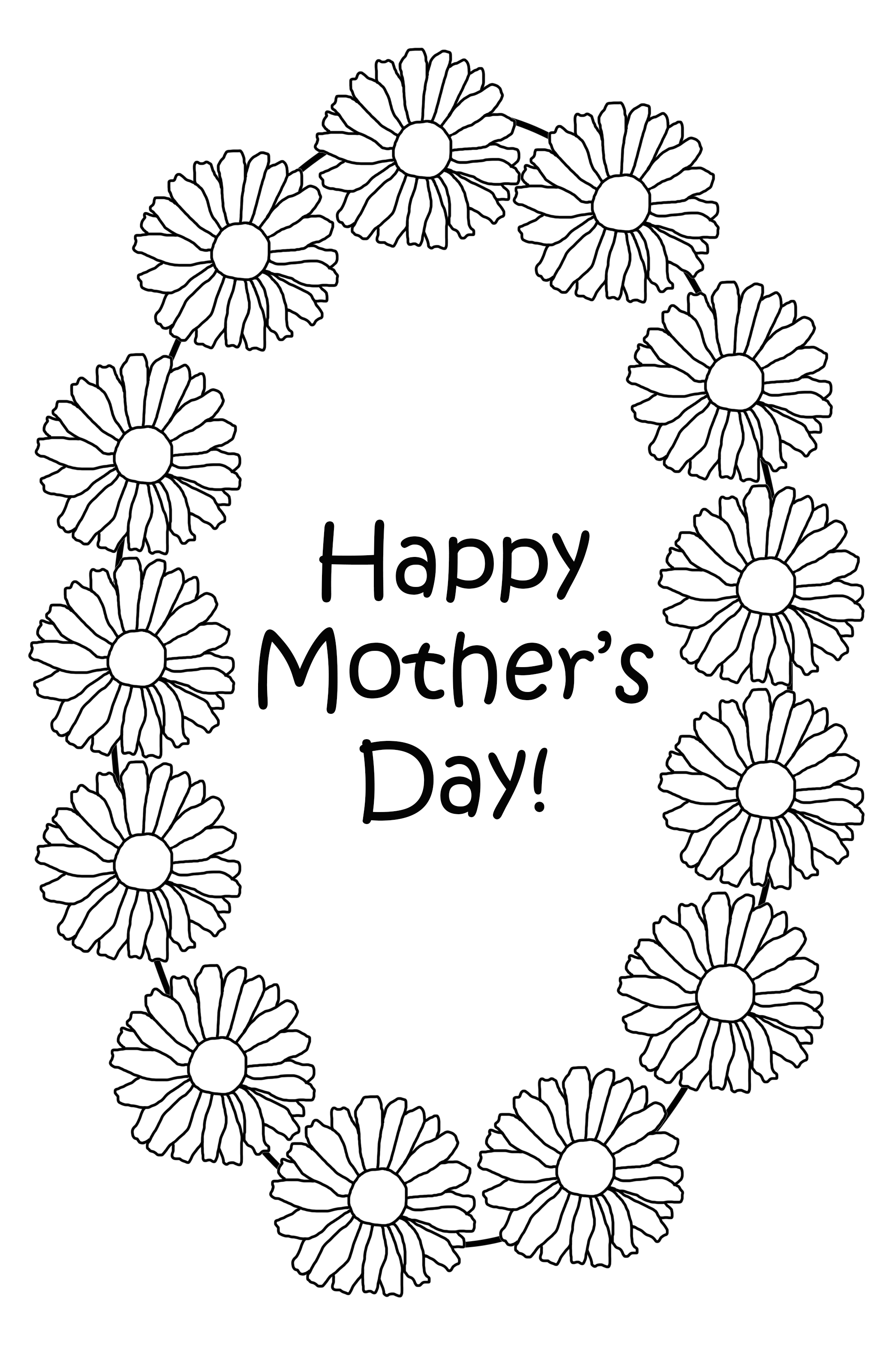 Mother's Day coloring with daisies