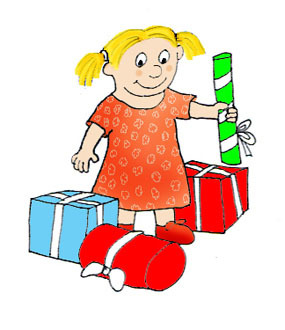 birthday clip art girl with gifts