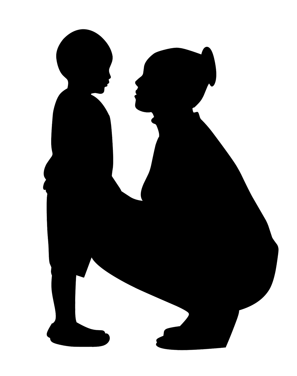 silhouette of mother and child