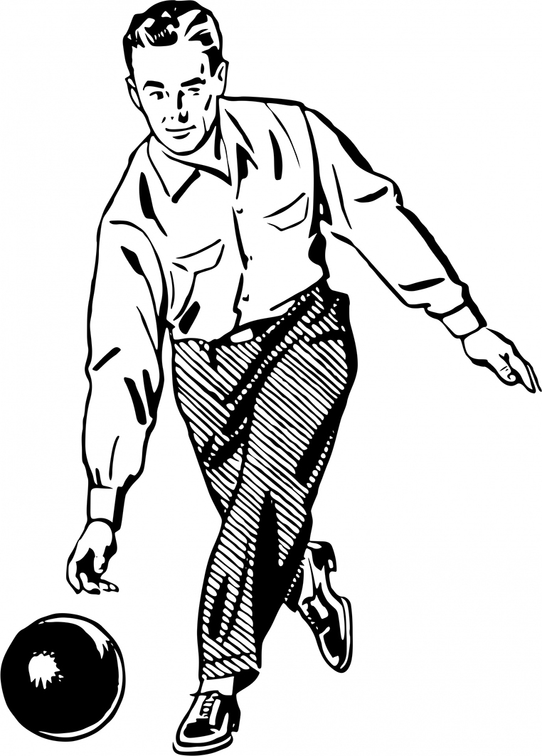 Vintage drawing man bowling
