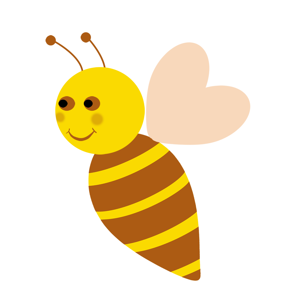 Cute bee simple drawing heart wings