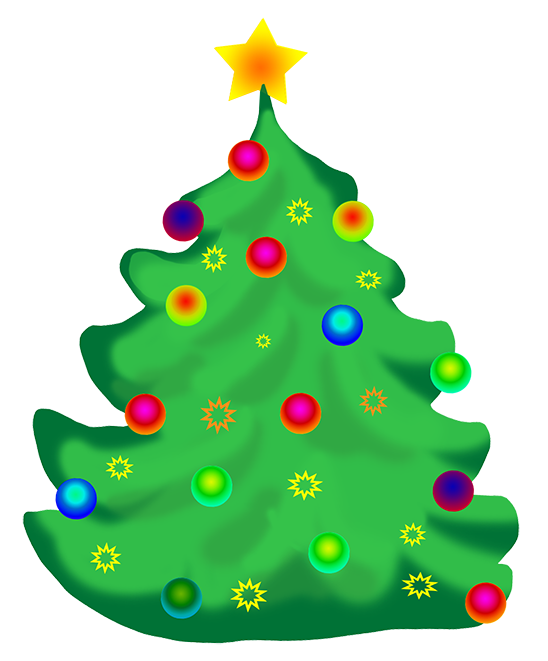 Decorated Christmas tree clip art