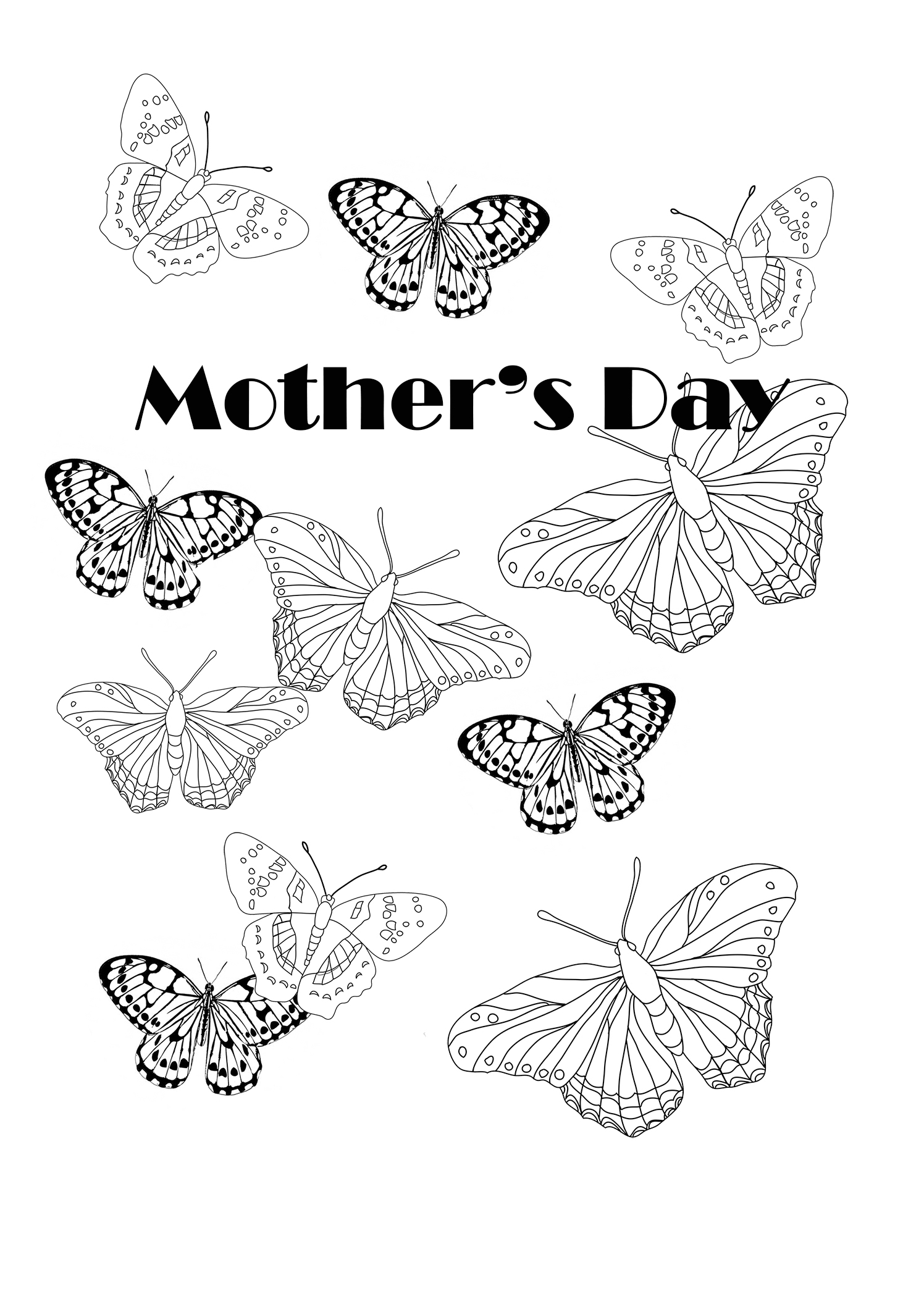 coloring butterflies for mother's day