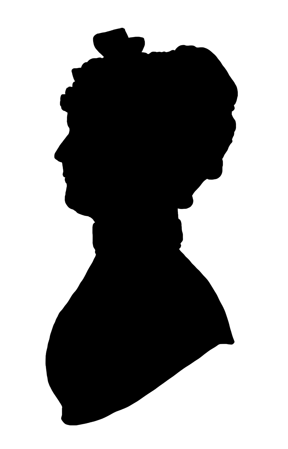 Silhouette of womans head with bow
