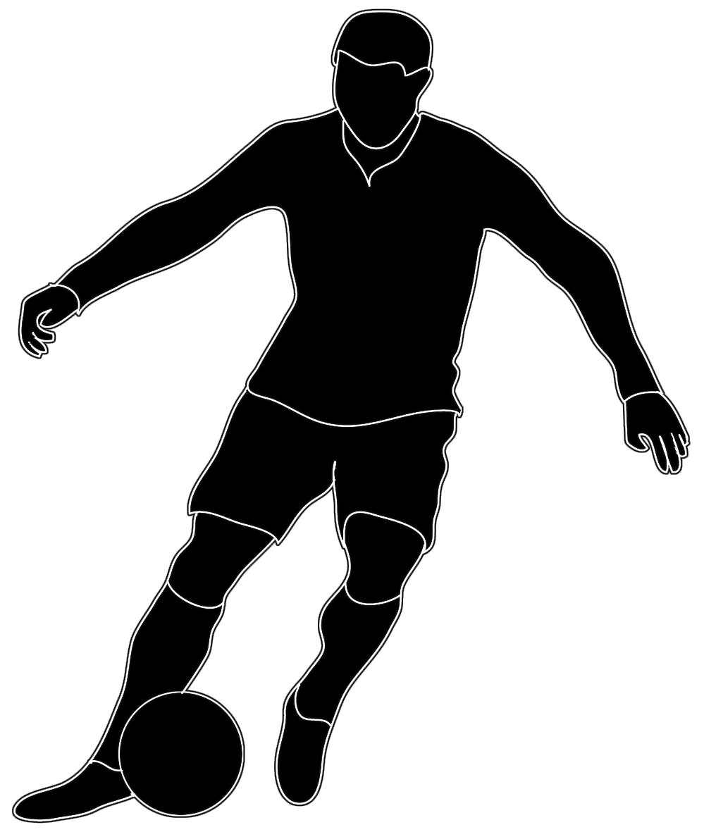 black white silhouette soccer player