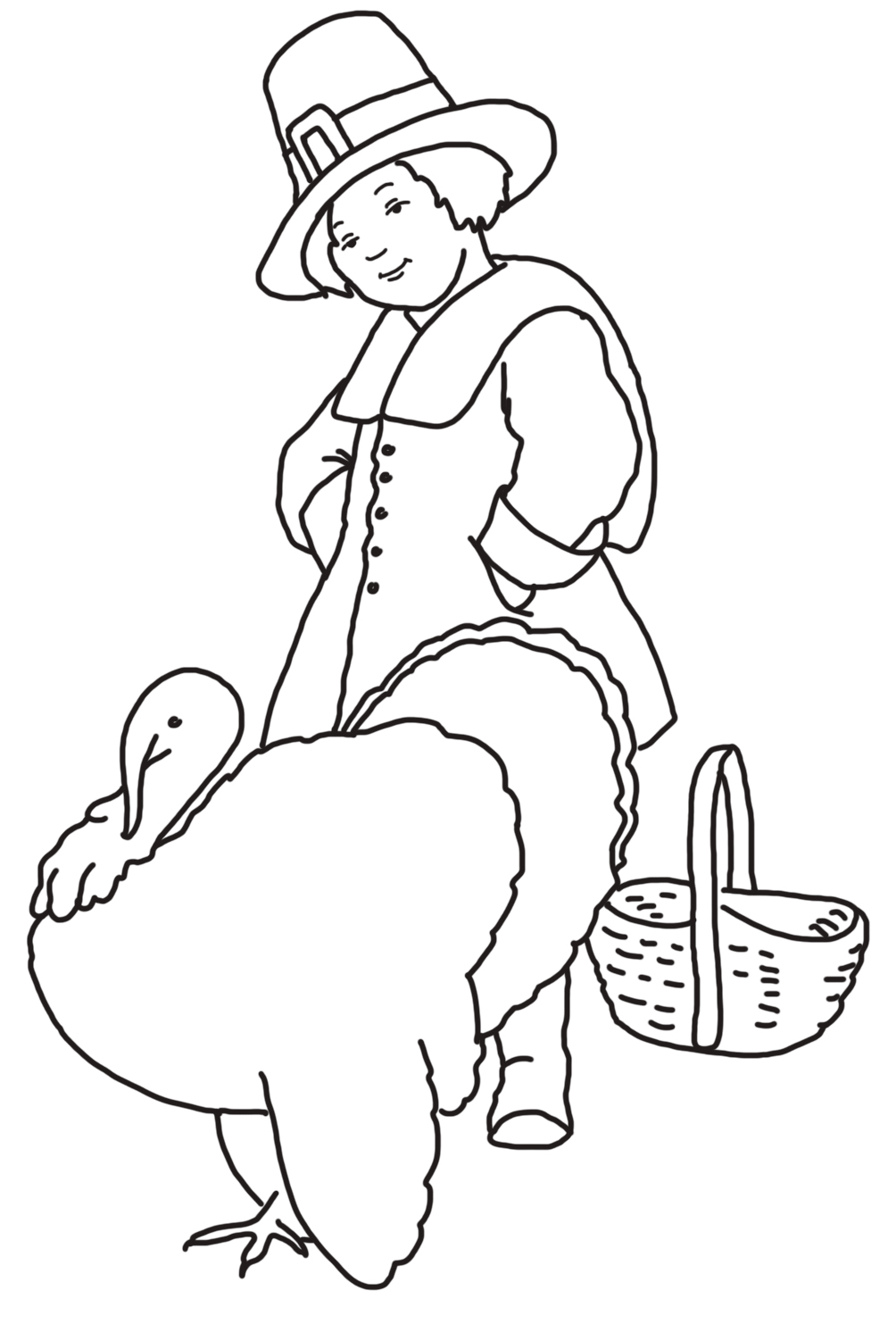 pilgrim boy with turkey and basket