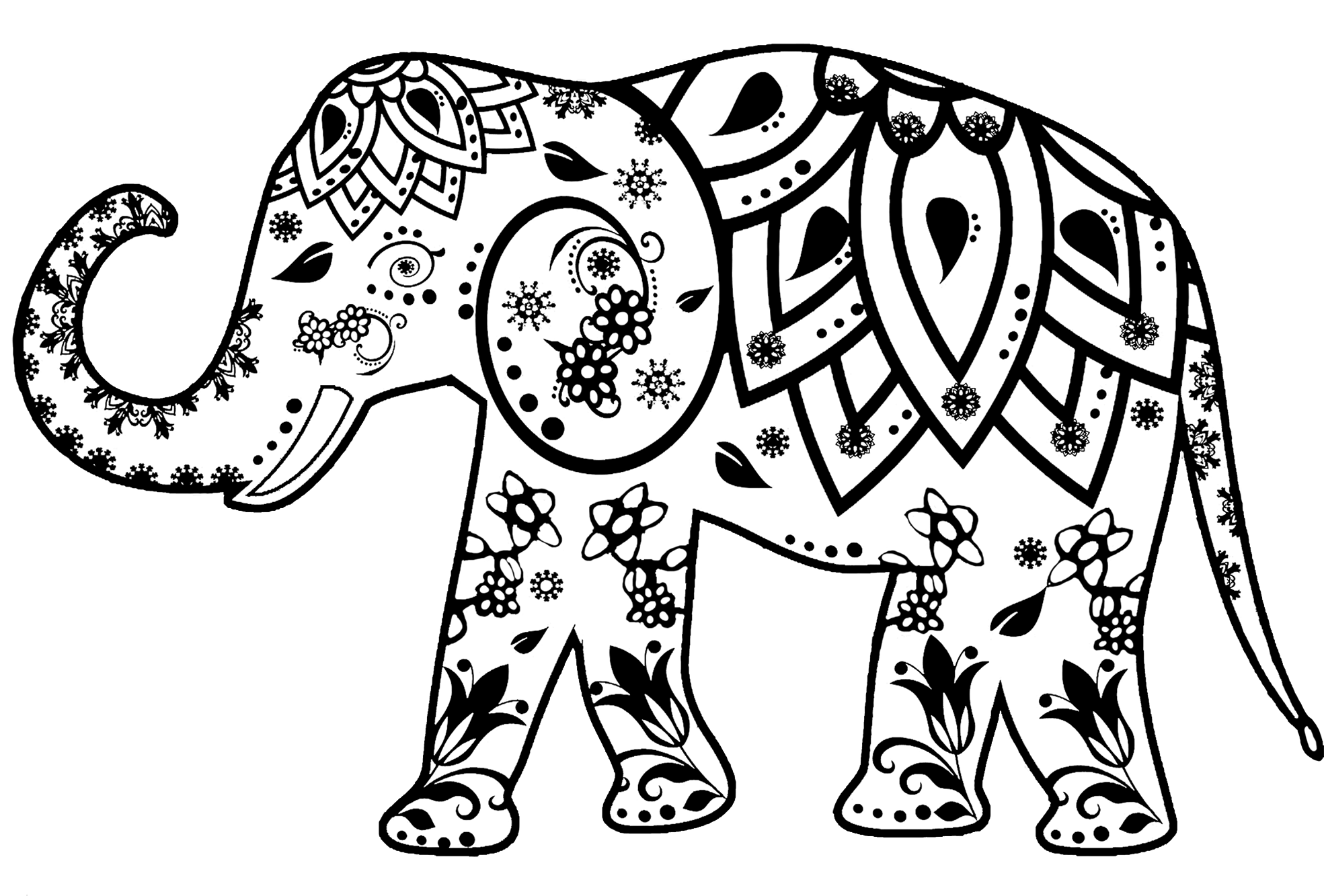 decorated elephant clipart