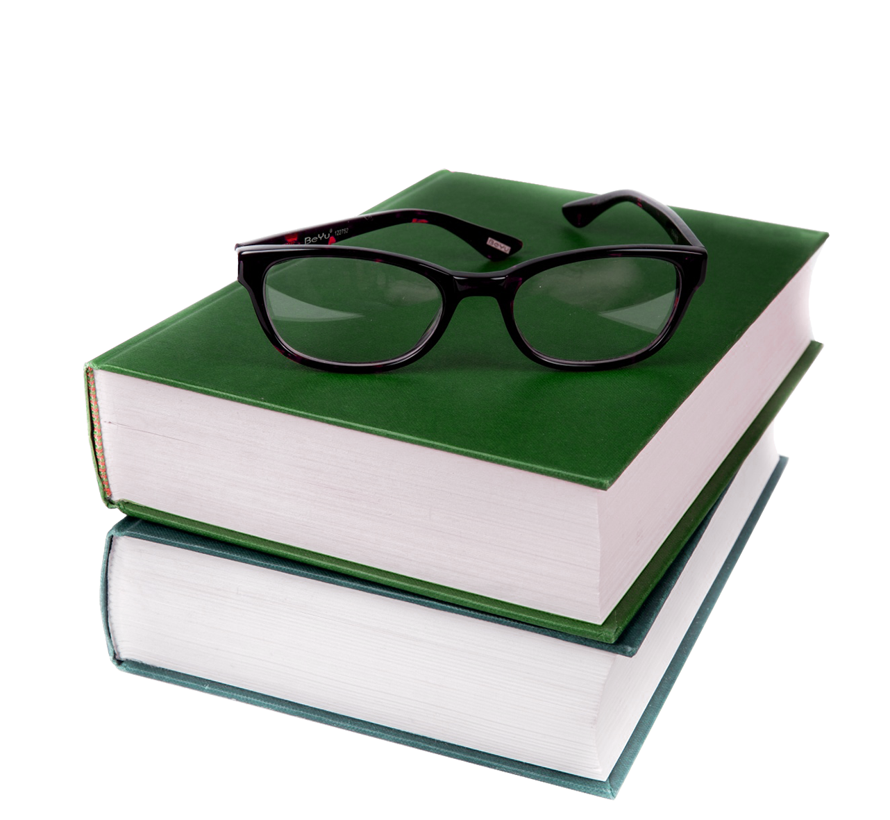 green books and glasses