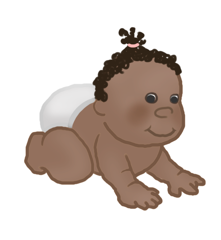 crawling baby clipart dark curls