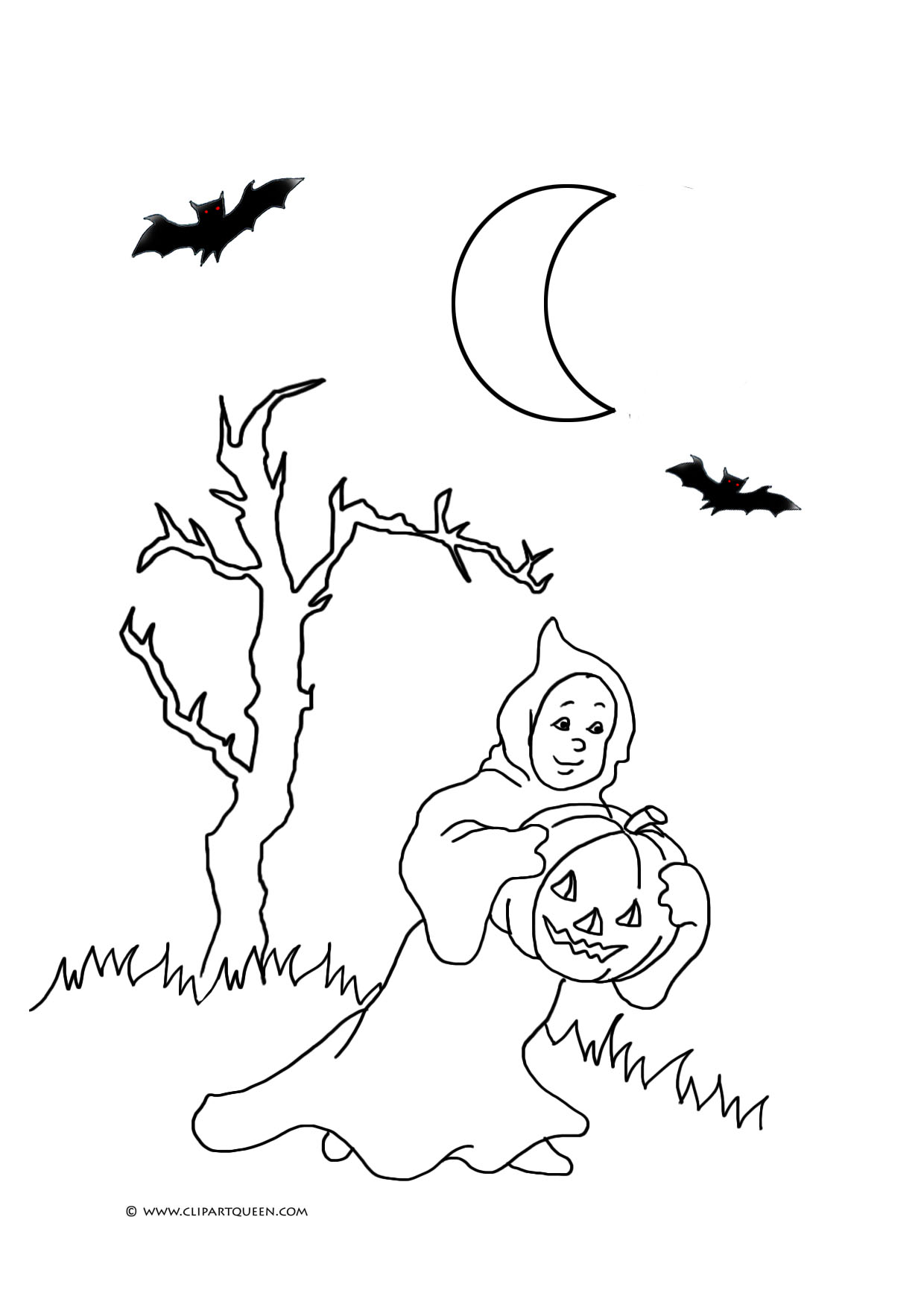 halloween coloring page ghost bats pumpkin