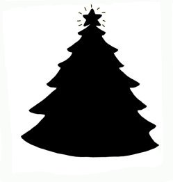 Christmas silhouettes of Christmas tree with star