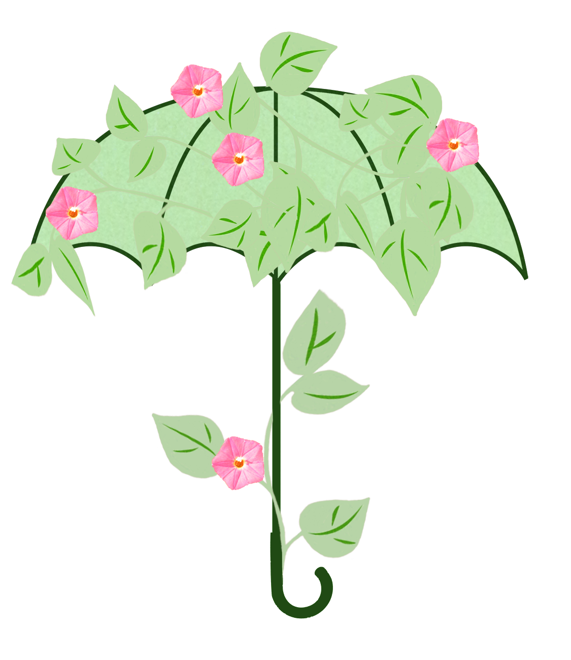 spring umbrella with leaves and flowers
