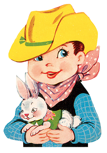 cowboy birthday child with rabbit