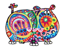 hippo with many colors
