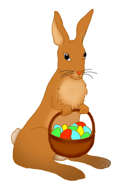 Easter bunny with basket with eggs