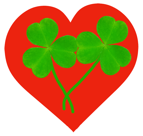 red heart with two shamrocks
