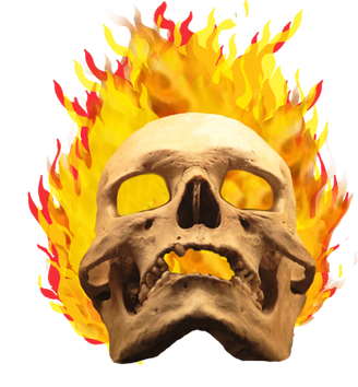 One of the flaming skulls