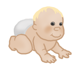 baby crawling bright hair