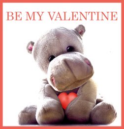 be my Valentine greeting with cute hippo