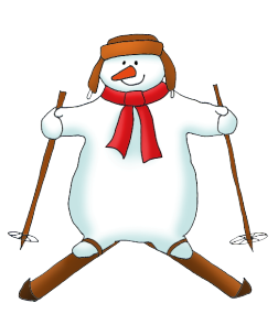 snowman on skis clipart