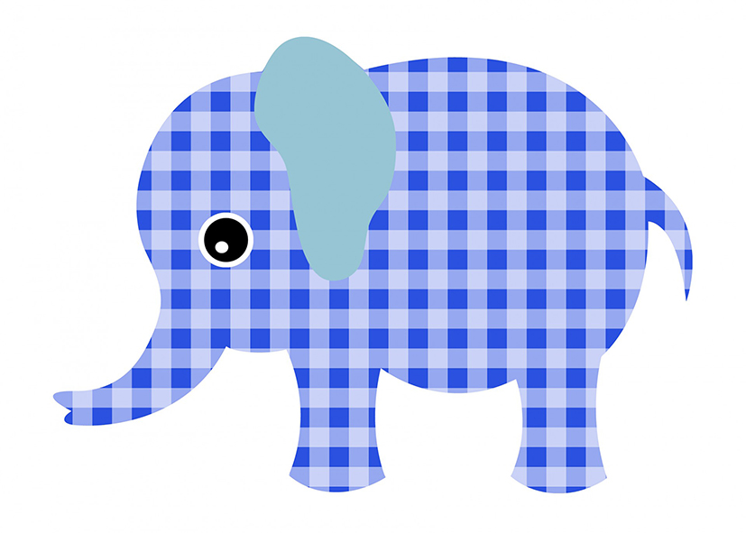 checkered in blue elephant