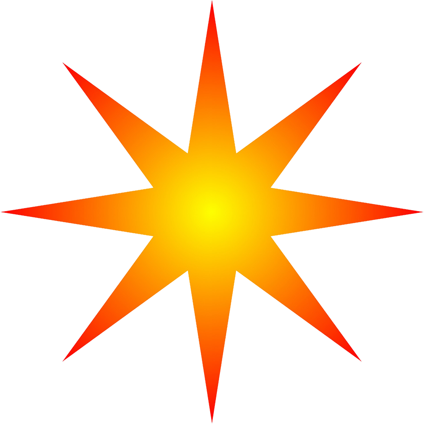 orange radial star clipart