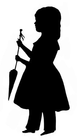 silhouette of little girl with parasol