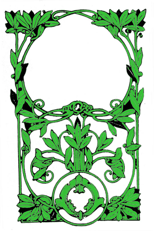 Vintage picture frame with green leaves