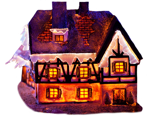 house covered in snow decoration