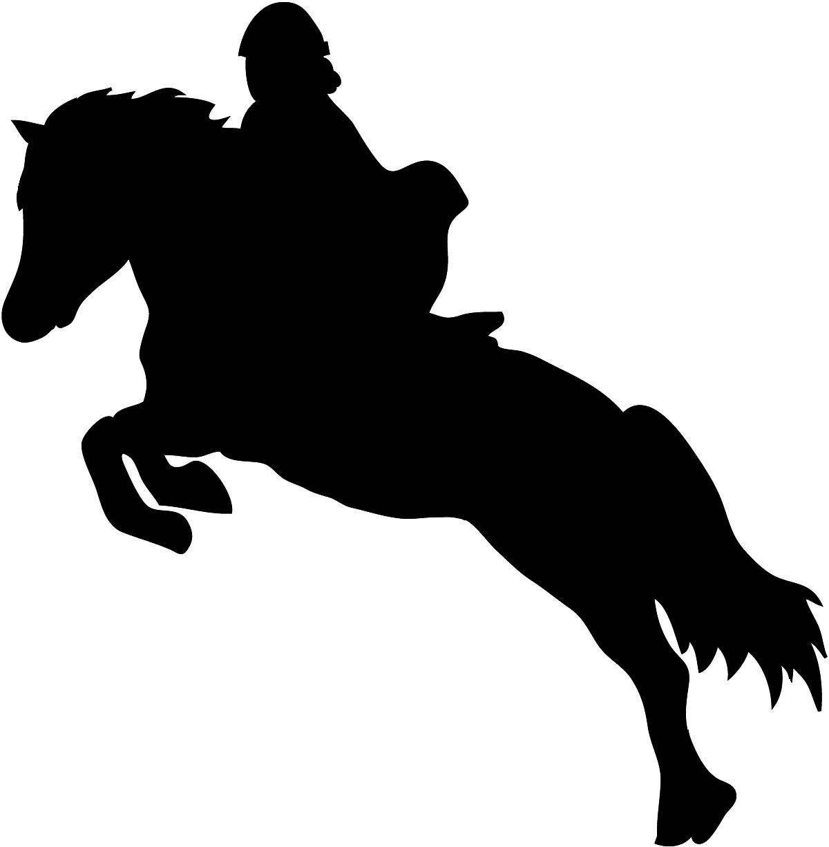 Show jumping horse silhouette with rider