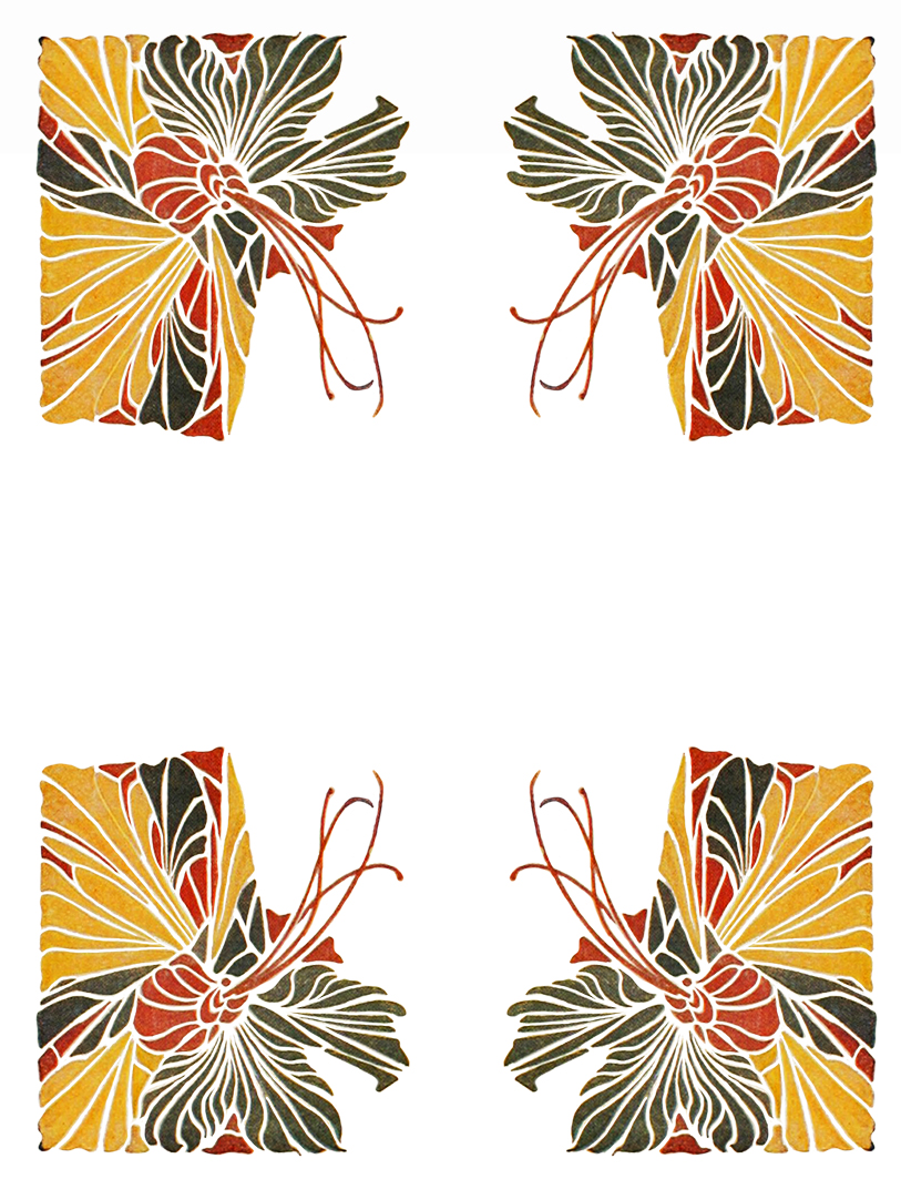 art nouveau cornered butterfly frame