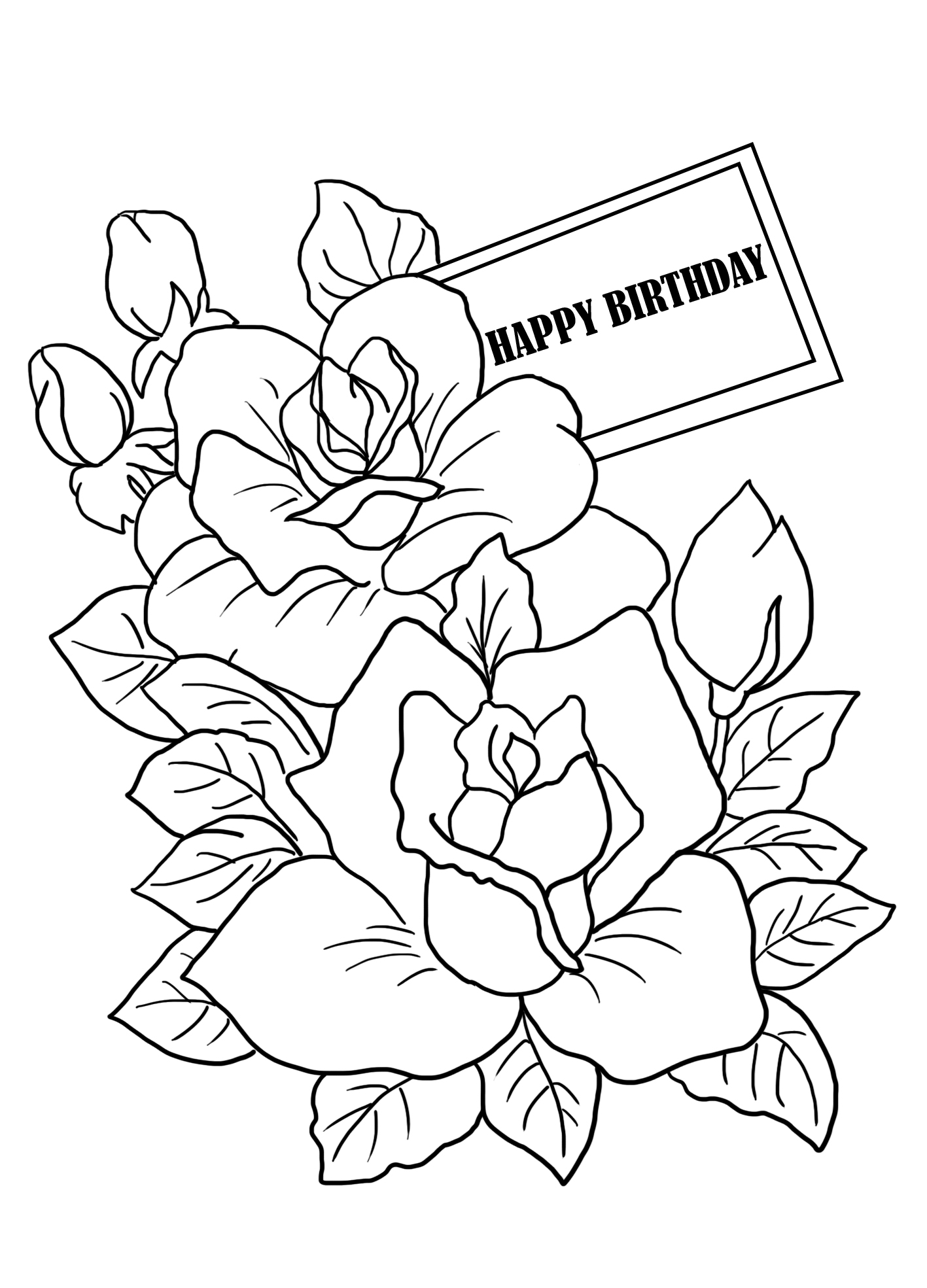 flower coloring sheet birthday greeting