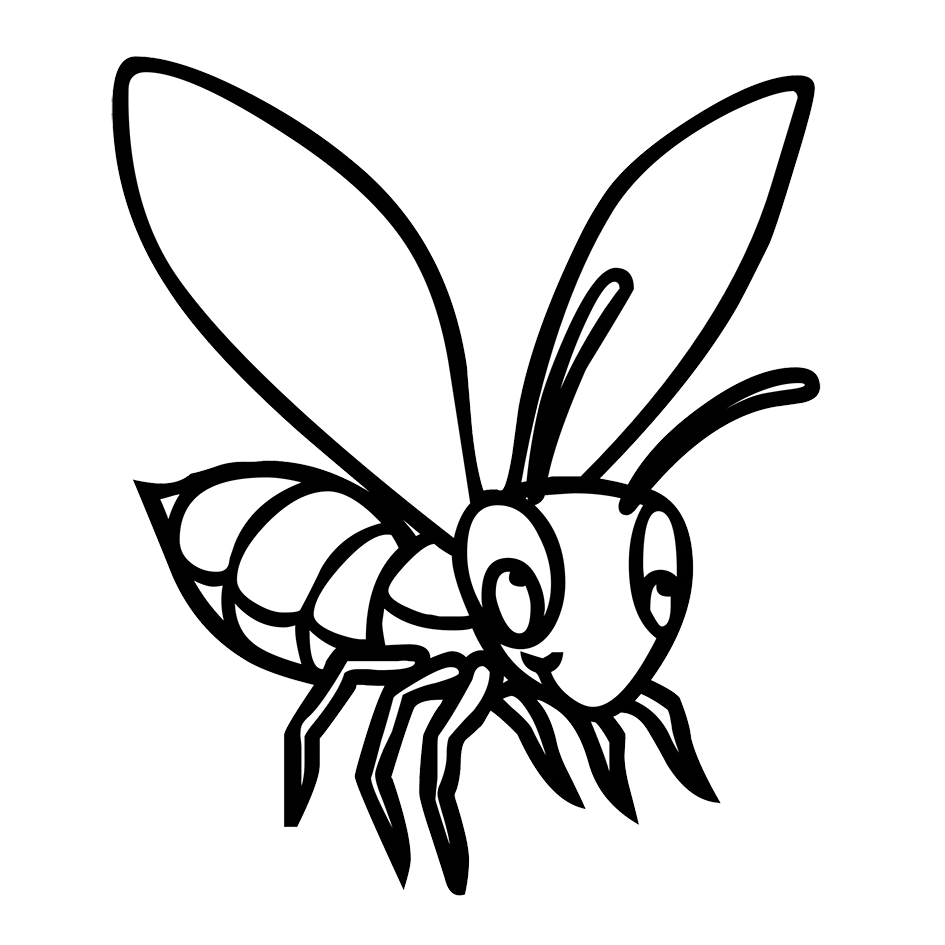 black white drawing bee