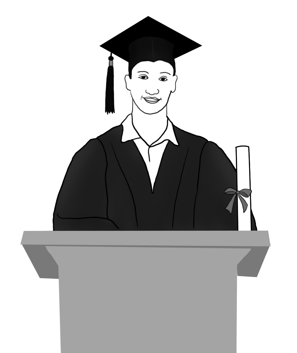 black white graduation clipart speech