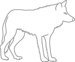 silhouette sketch of wolf sideways