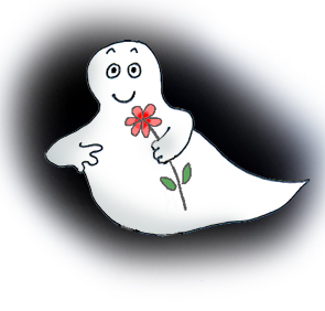 Romantic Halloween ghost with flower
