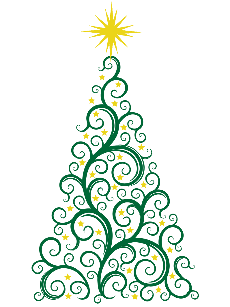Modern Christmas tree drawing