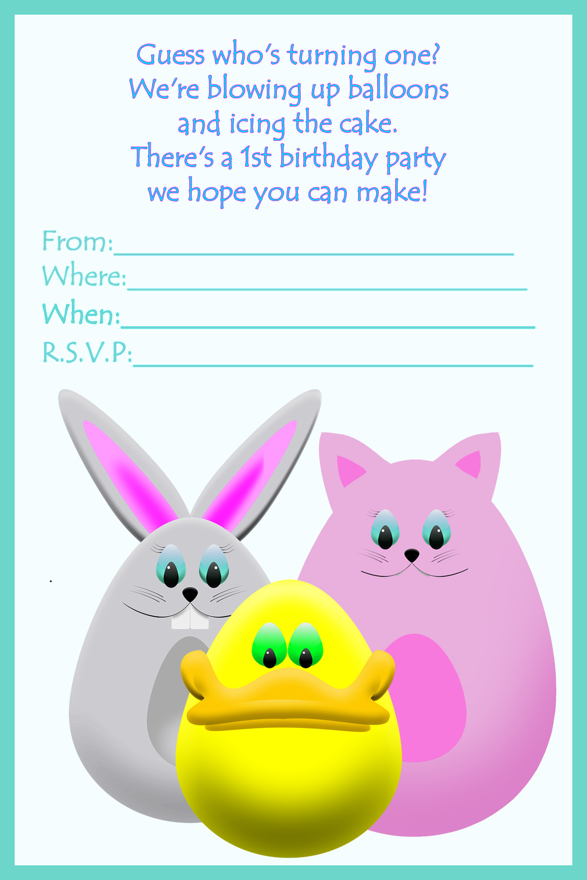 printable birthday invitation first birthday