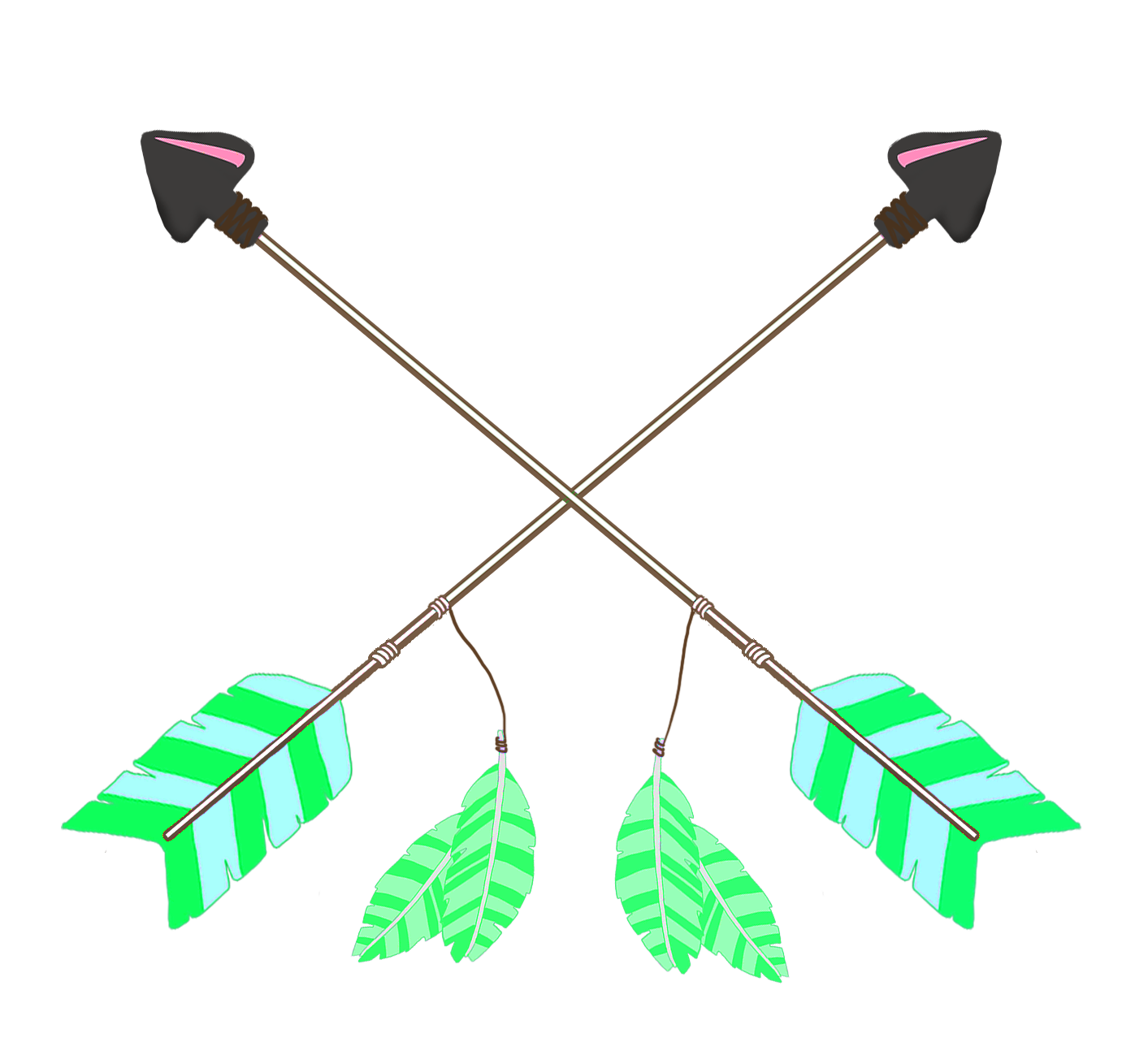 green feathers tribal arrows crossed