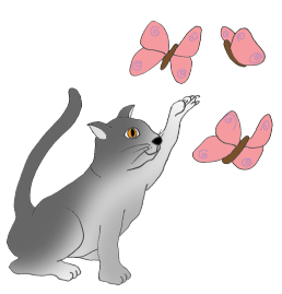 cat catching butterflies clipart