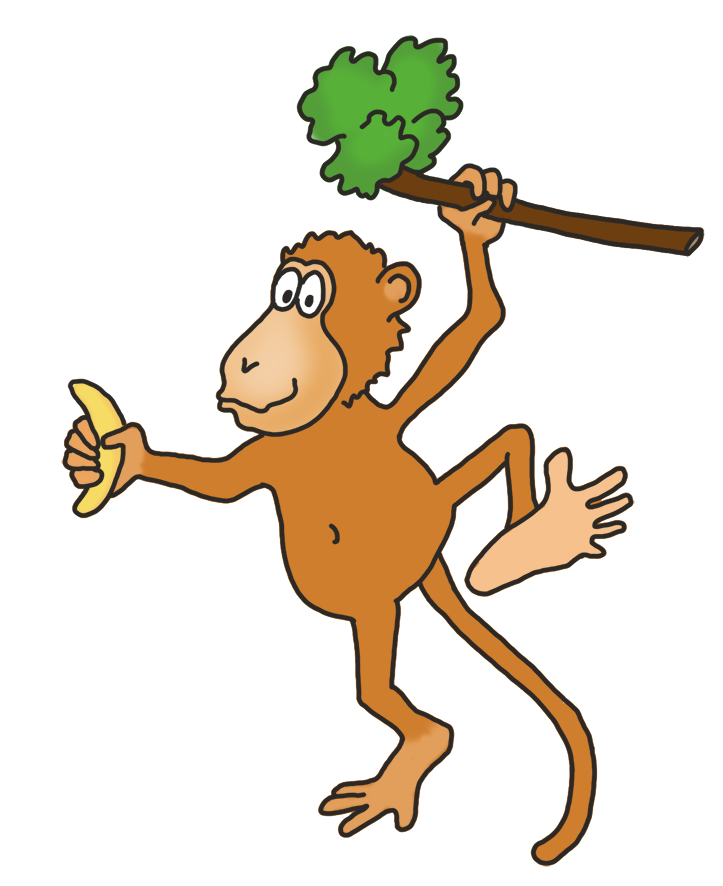 funny monkey drawing with banana
