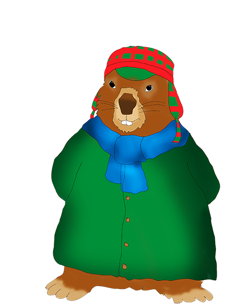 winterdressed groundhog clip art