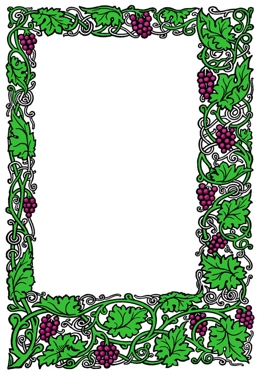 vintage picture frame with grapes and wine leaves
