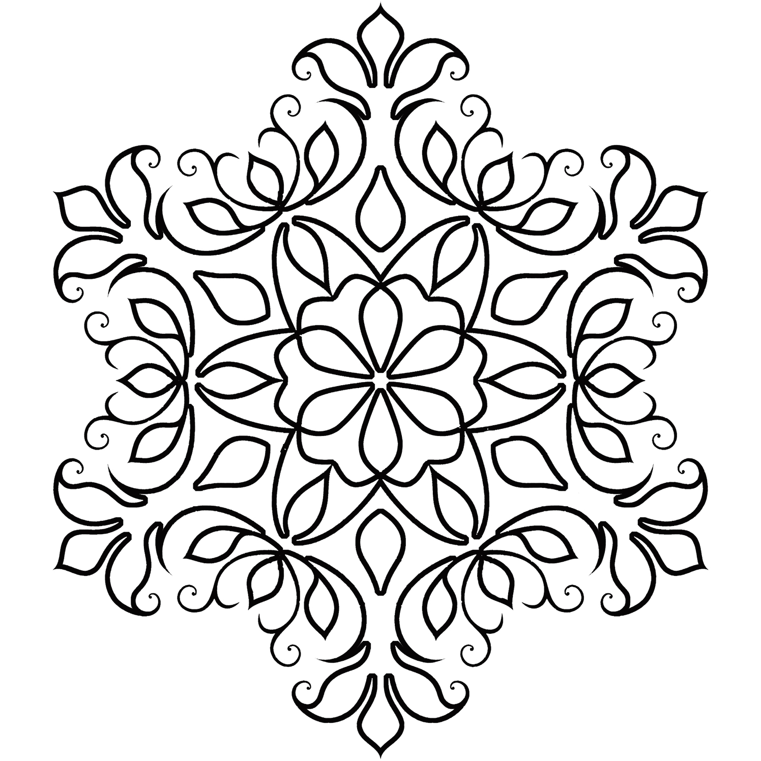 snowflake shaped mandala coloring