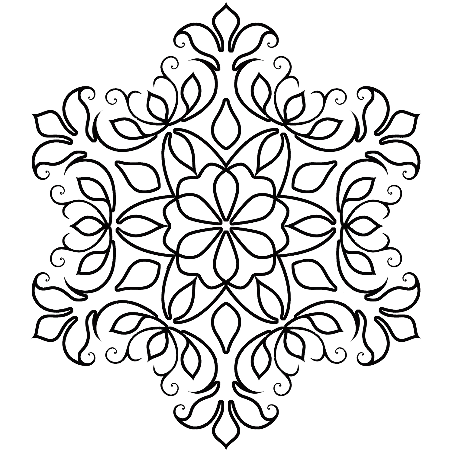 snowflake shaped mandala coloring