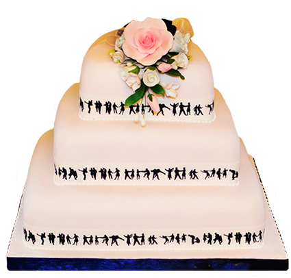 wedding cake with dancer silhouettes
